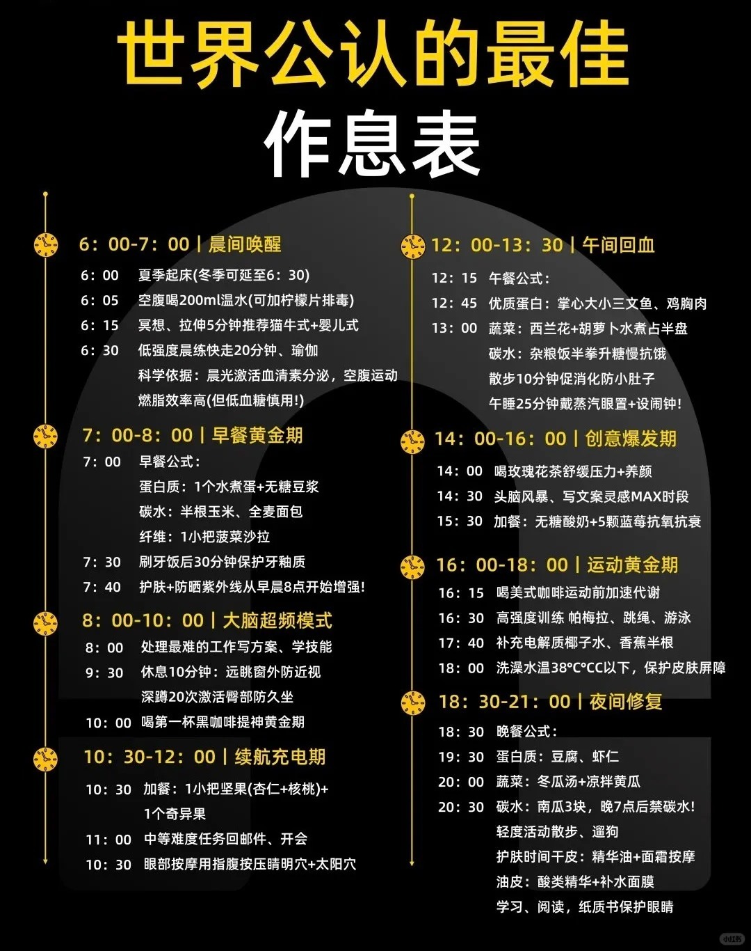 世界公认的最佳作息表