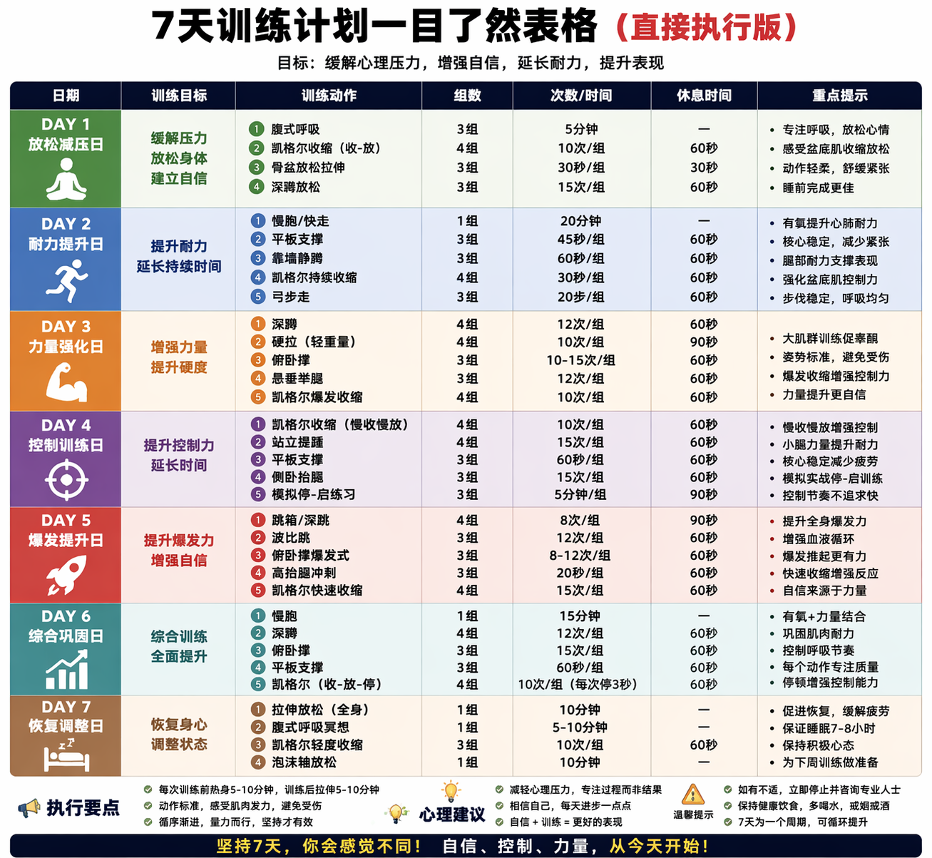7天训练计划 7天训练计划